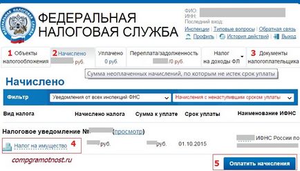 Плащането на данъци чрез Интернет на сайта на Федералната данъчна служба