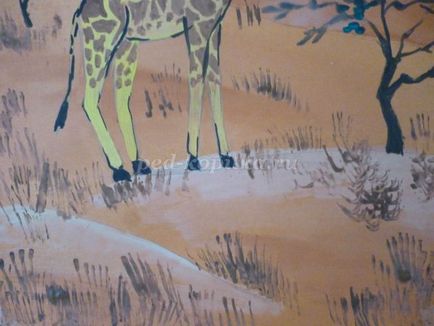 Рисуване жираф в етапа със снимки в подготвителна група доу