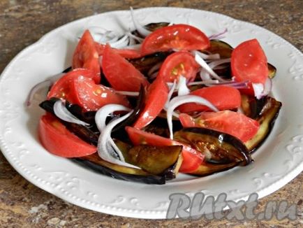 Топла салата с патладжан и домати - подготовка стъпка по стъпка със снимки