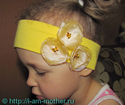 Плетена лента за глава за момичета с цветя, I-майка