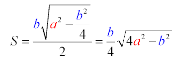 Каква е формулата за района на равнобедрен триъгълник