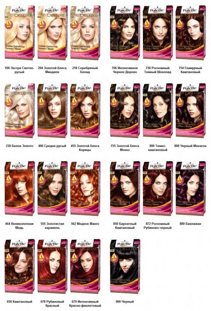 Палитрата от цветове за коса палитрата - разнообразие от цветове в снимката!