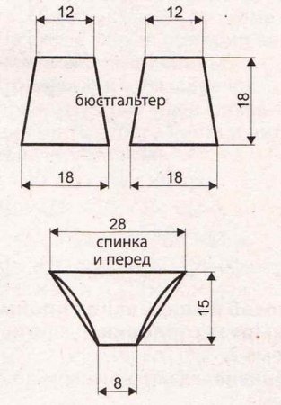 Белият бански плетене, схема и описание на плетиво и плетене