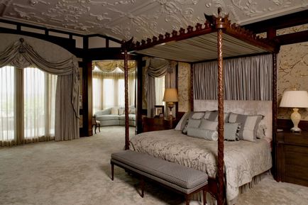 Дизайн таван в спалнята са прости и сложни дизайнерски варианти