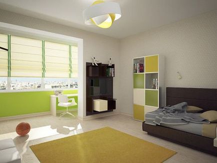 Спалня дизайн, съчетан с лоджия снимка