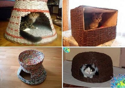Къщи за котки от вестникарски тръби
