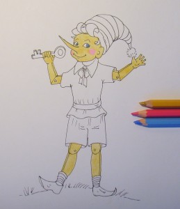 Как да се направи Пинокио, постепенно се направи с молив, моето бебе