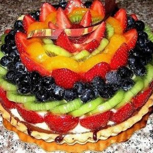 Как да се украсяват торта с плодове като у дома си, стъпка по стъпка снимка