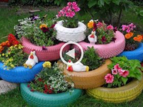 А цветна леха на гуми - декора на сайт градина със собствените си ръце