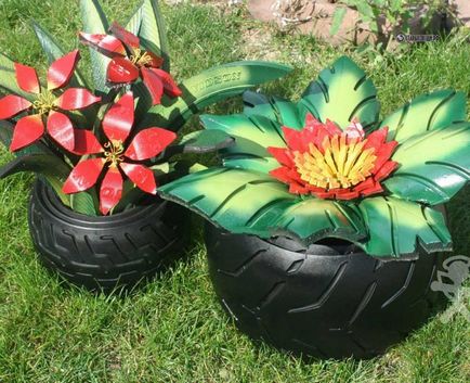 А цветна леха на гуми - декора на сайт градина със собствените си ръце