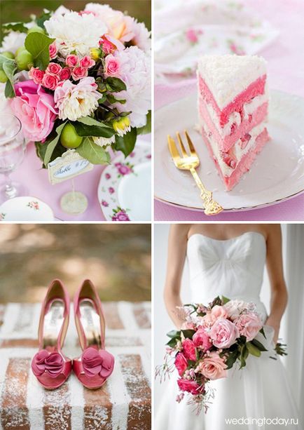 сватбена украса в розово бледо розово, розово и бяло, розово мента