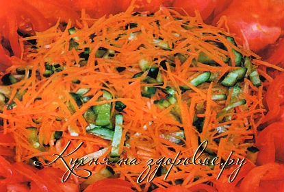 Зеленчукова салата с моркови, домати и краставици - рецепта