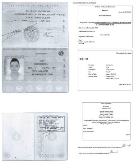 Паспорт - шаблони, образци и форми на превод на нотариални документи