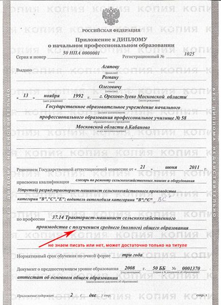 Пу-58 - дипломи НПО
