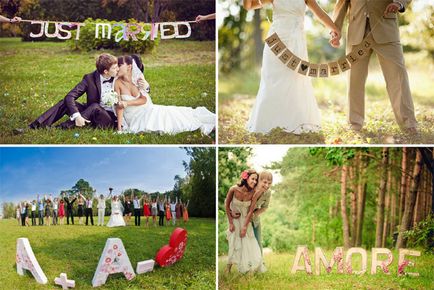 Реквизит за снимките на сватбата снимка - идеите и опции с снимка