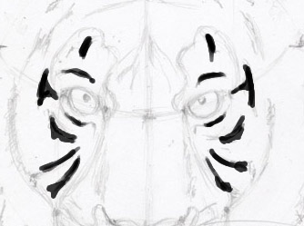 Начертайте лицето молив етапи тигър
