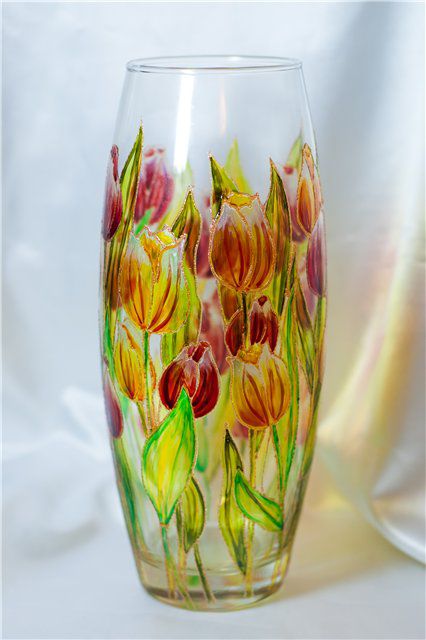 Рисувано стъкло ваза стъклопис бои - Справедливи Masters - ръчна изработка, ръчно изработени