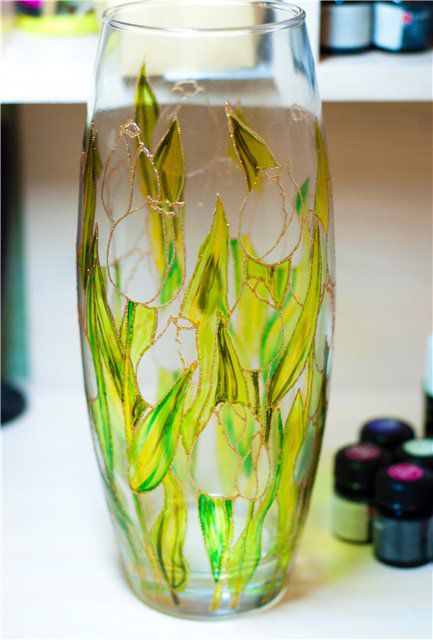Боядисани стъклена ваза стъклопис бои - Справедливи Masters - ръчна изработка, ръчно изработени