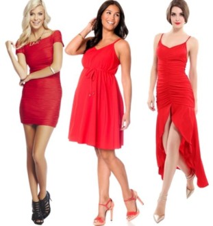 Какво се комбинират червена рокля