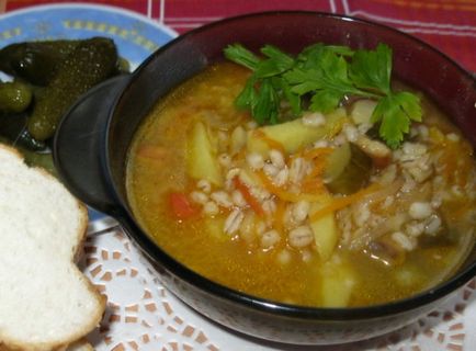 Супа с кисели краставички (ечемик, гъби) рецепти със снимки