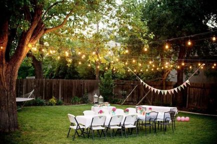 Декорирайте двора за подготовката на сватбата, зониране и дизайн