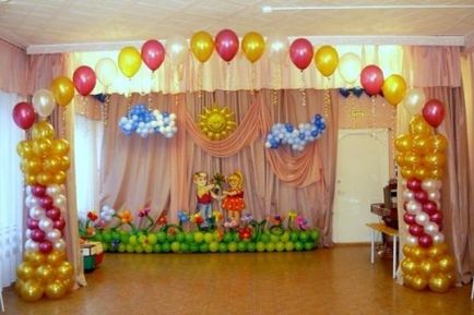 Декорация на залата на бала в детската градина, със собствените си ръце, снимки