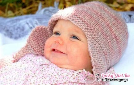 Плетена шапка за новородено схема спици
