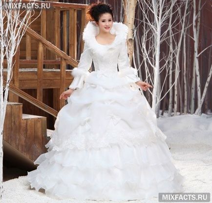 Зимни сватбени рокли функции и снимка