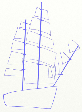 Как да се привлече кораб, платноходка рисунка молив