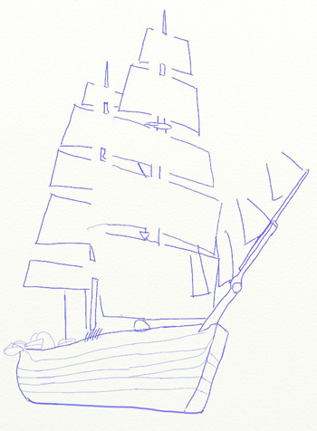 Как да се привлече кораб, платноходка рисунка молив