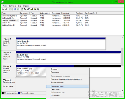 Как да се разшири или намали (компресиране) на локален диск означава, Windows 8