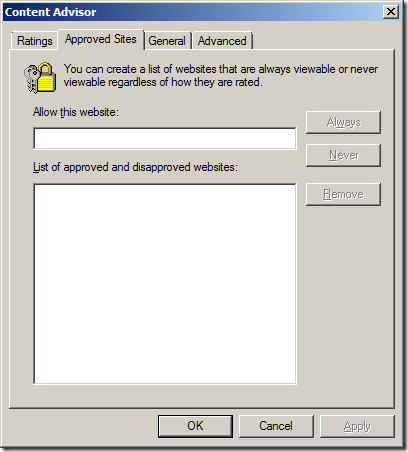 Как да блокирате или разрешите достъпа до определени сайтове в Internet Explorer, прозорци за система