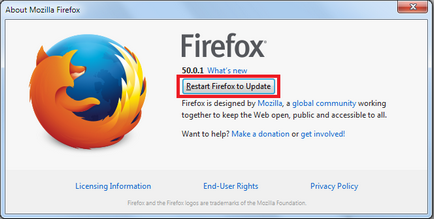 Firefox актуализация на най-новата версия, как да, подкрепа Mozilla