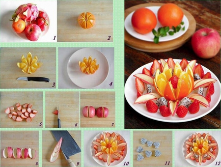 Как красиво нарязани плодове на масата