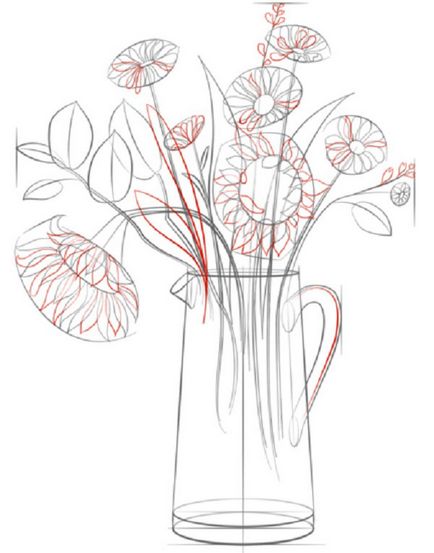 Как да нарисувате ваза с цветя