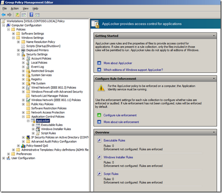 AppLocker в Windows 7 (Компютърна конфигурация & GT; Политики & GT; Windows) AppLocker В Windows 7