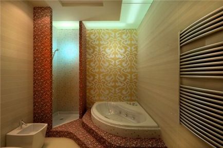 Дизайн баня с ъглова вана снимка