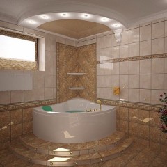 Дизайн баня с ъглова вана снимка (баня) Дизайн баня с ъглова вана снимка