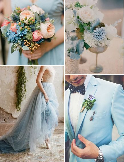 Синя сватба, сватбена украса в синьо