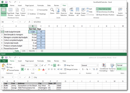 Как да отворите Excel 2013 файлове рамо до рамо в различни прозорци