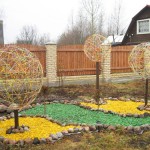 Как да се украсяват градината (41 снимки) проектира свои ръце, украсени с цветя и импровизирани средства,