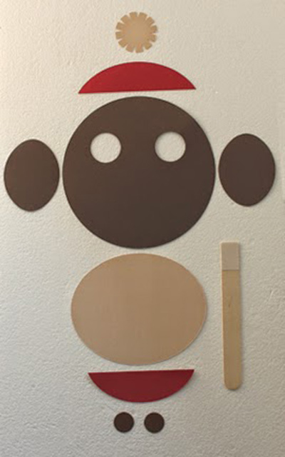 Monkey маска с ръцете си, Коледа, изработени от папие маше, хартия