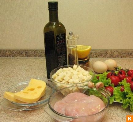 Етап от салата стъпка рецепта - Цезар (Цезар) Стъпка по стъпка рецепта за салата - Цезар