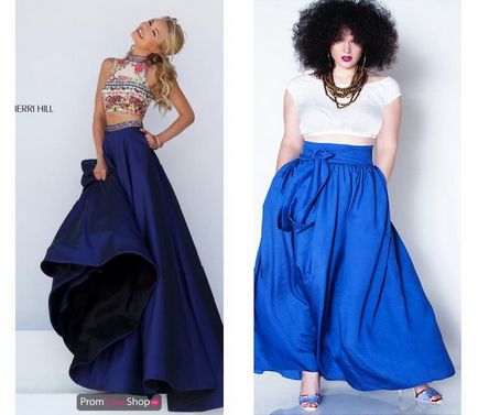 Синя пола - като какво да облека, стилни снимки