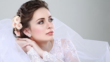 Сватбени прически с воал за краткосрочен или в насипно състояние снимка коса