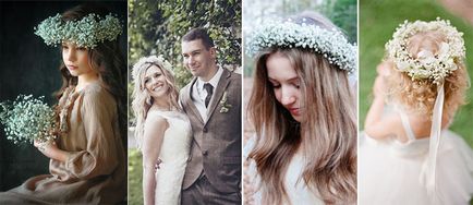 Сватба венец на главата на цветя, снимки