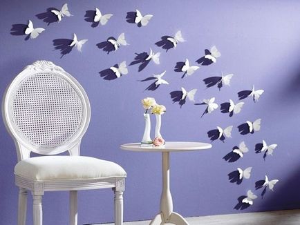 Пеперуди на стената с ръце и шаблони си да изрежат модел, дизайн стена идеи