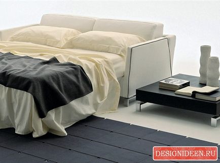 Проектиране на спалня с диван вместо легло (20 снимки)