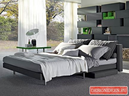 Проектиране на спалня с диван вместо легло (20 снимки)