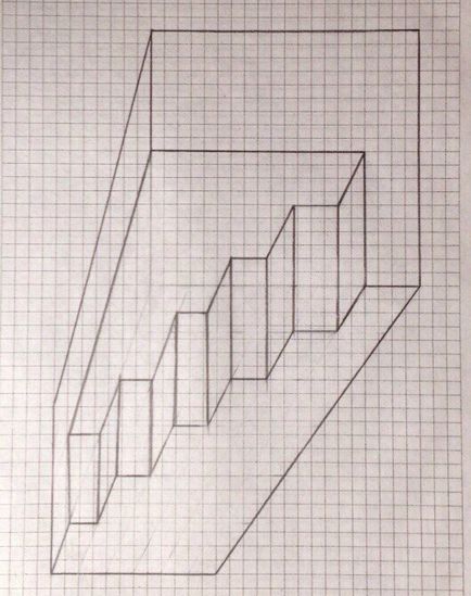 Как да се направи модел на етапи хартия 3D (рисунки с молив) Как да се направи модел на етапи хартия 3D